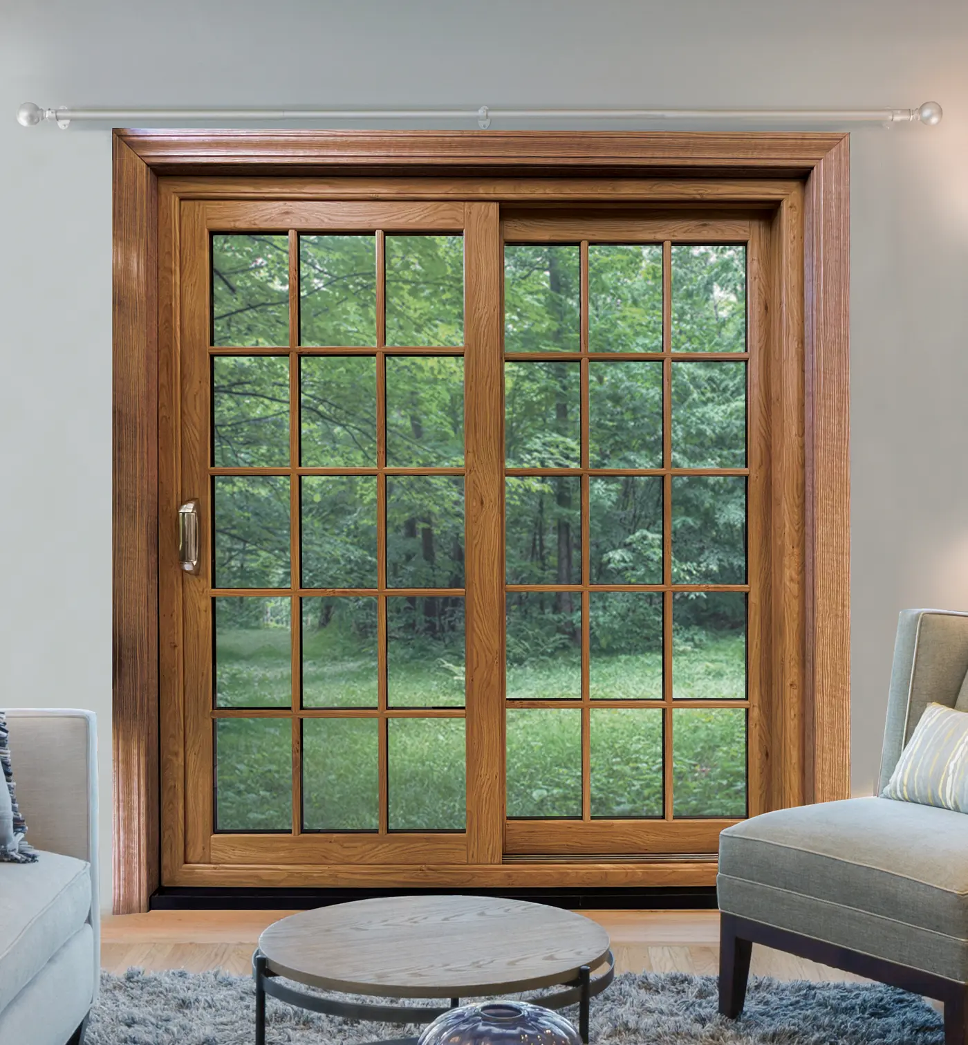 Woodgrain OKNA Forester sliding patio door